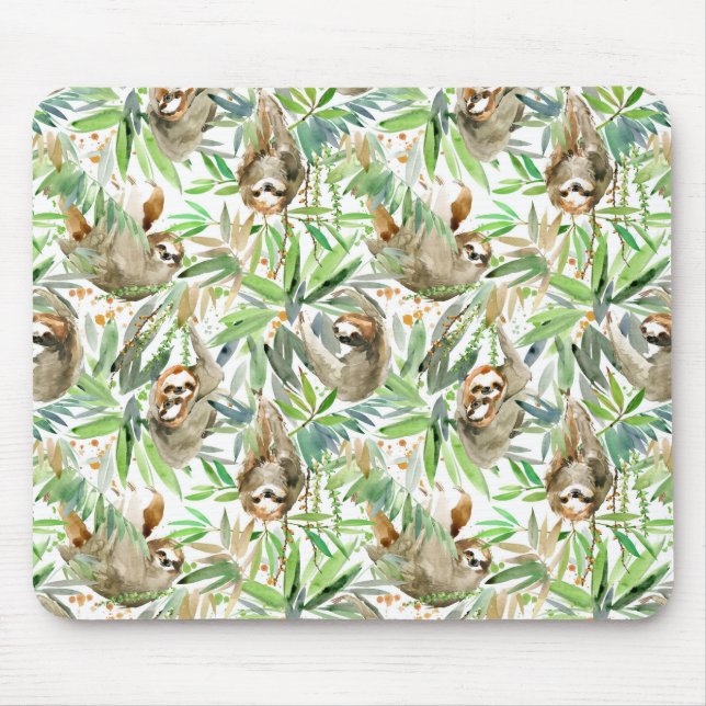 Mousepad Padrão de Lama de Aquarela Tropical (Frente)
