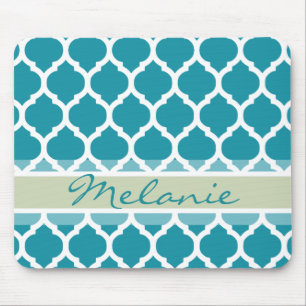 Mousepad Padrão de Latilha Azul Teal e Cinza Leve