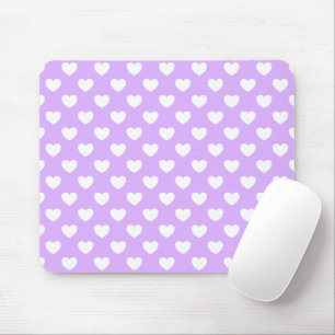 Mousepad Padrão De Lavandas E Corações Brancos Encantado