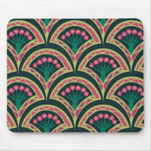 Mousepad Padrão de leque floral rosa e verde