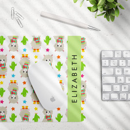 Mousepad Padrão De Lhamas, Alpacas, Cactus, Seu Nome