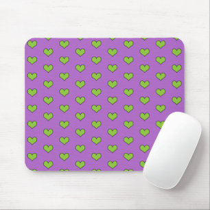 Mousepad Padrão de Lilac e Corações Verdes