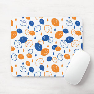 Mousepad Padrão de limão azul e laranja, com Frutas empinad