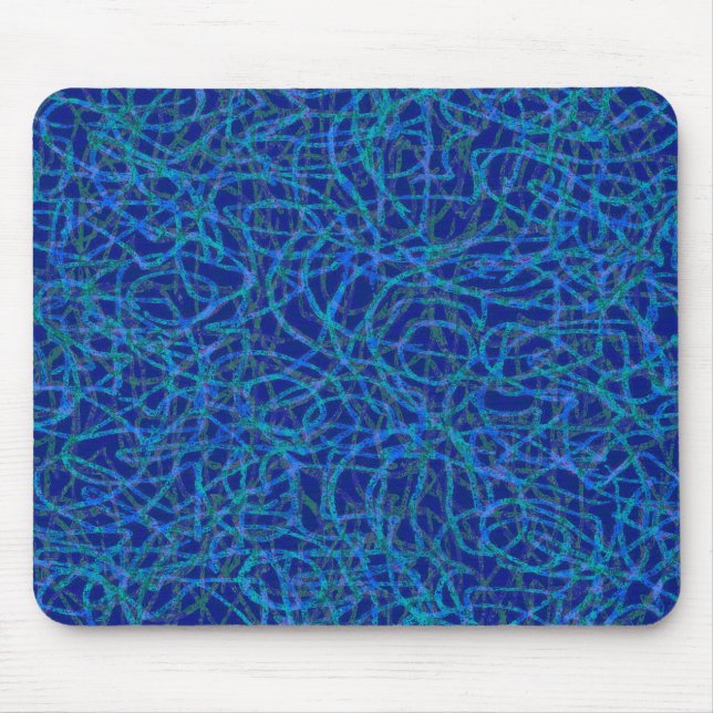 Mousepad Padrão de linhas com rabiscas azuis (Frente)