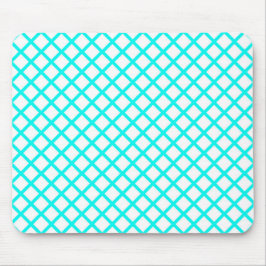 Mousepad Padrão de Listras de Diamante Arlequim Branco Turq