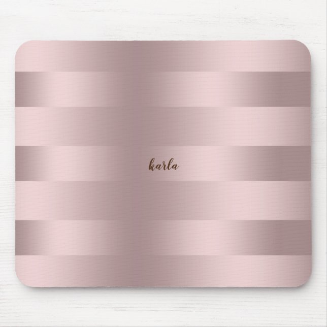 Mousepad padrão de listras rosa-douradas (Frente)