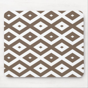 Mousepad Padrão de losango branco e castanho de taupe
