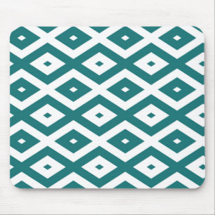 Mousepad Padrão de losango branco e teal