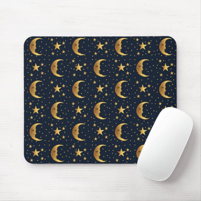 Mousepad Padrão de Lua e Estrelas (Com mouse)
