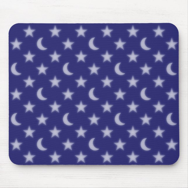 Mousepad padrão de luas e estrelas azuis (Frente)