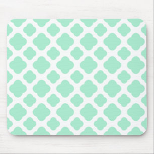 Mousepad Padrão de Magic Mint e White Quatrefoil