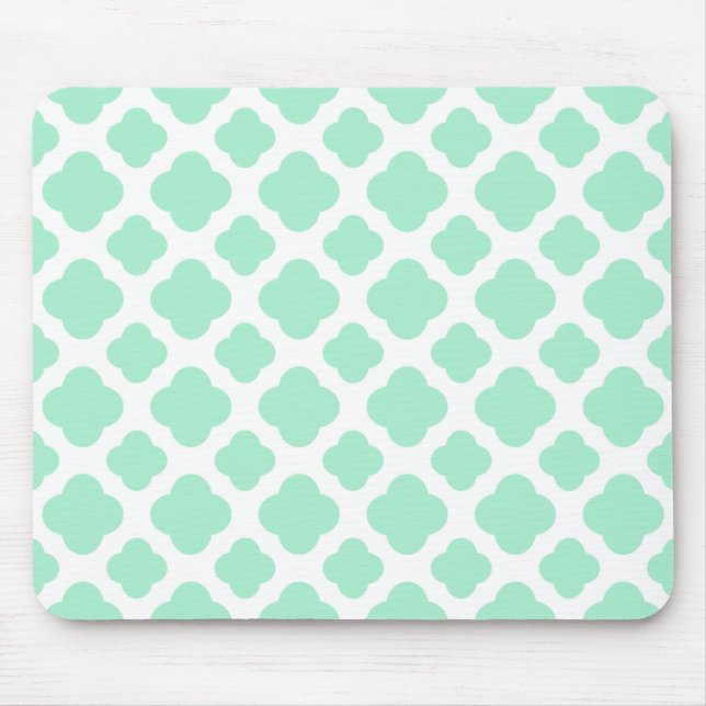 Mousepad Padrão de Magic Mint e White Quatrefoil (Frente)