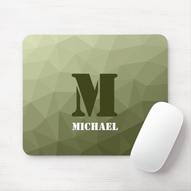 Mousepad Padrão de malha geométrica verde claro do exército (Com mouse)