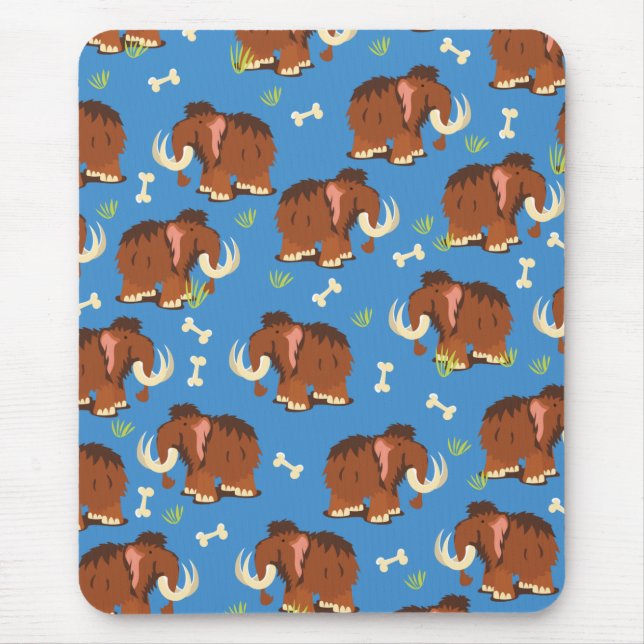Mousepad Padrão de Mamute desenho animado fofo. (Frente)