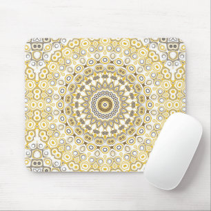 Mousepad Padrão de Mandala Amarelo Dourado