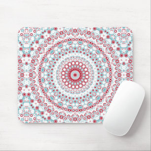 Mousepad Padrão de Mandala Aquática e Carmesim