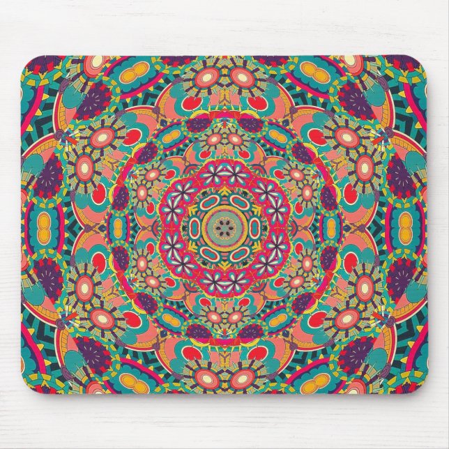 Mousepad Padrão de Mandala de Caleidoscópio Ornamentado Col (Frente)