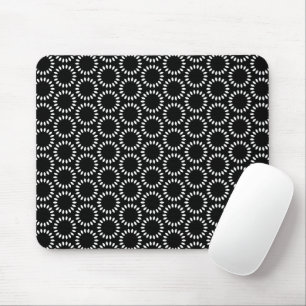 Mousepad Padrão de Mandala de Pétalas Preto e Branco Elegan