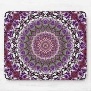 Mousepad Padrão de Mandala em Caleidoscópio Rosa Âmbar