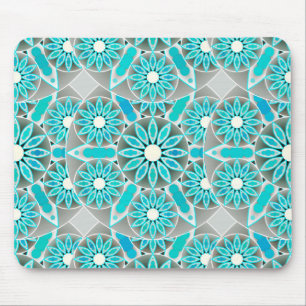 Mousepad Padrão de mandala, tartaruga, cinza de prata e br