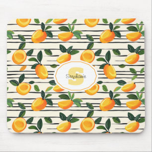 Mousepad Padrão de Manga de Aquarela com Folhas Verdes