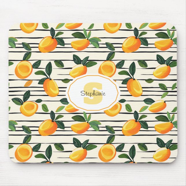 Mousepad Padrão de Manga de Aquarela com Folhas Verdes (Frente)