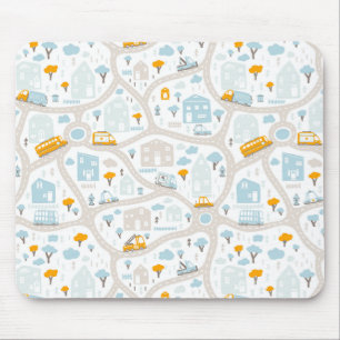 Mousepad Padrão de Mapa de Vizinhança de Pastel Bonito