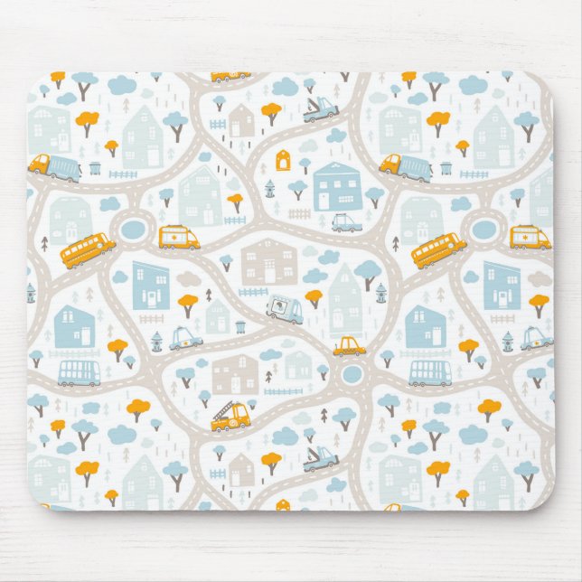 Mousepad Padrão de Mapa de Vizinhança de Pastel Bonito (Frente)