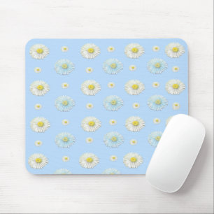 Mousepad Padrão de margarida azul-branca