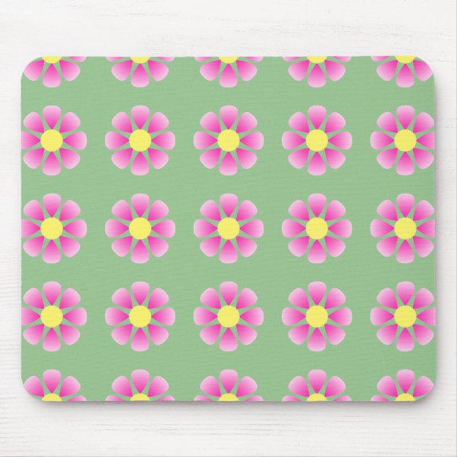 Mousepad Padrão de margarida rosa (Frente)