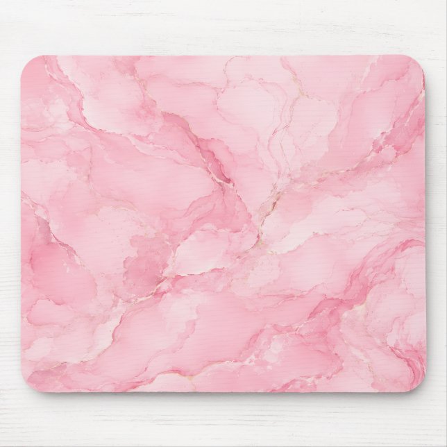 Mousepad Padrão de Mármore com Aquarela Rosa (Frente)