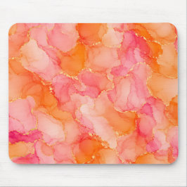 Mousepad Padrão de Mármore com Tinta Alcoólica Laranja Rosa
