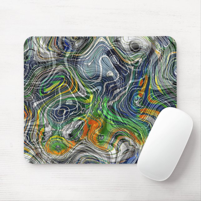 Mousepad Padrão de mármore fractal chique retrô fixe (Com mouse)