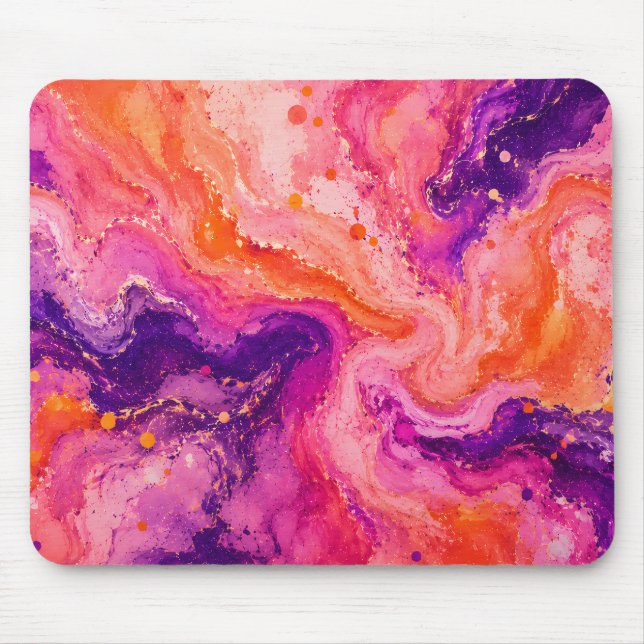 Mousepad Padrão de Mármore Roxo Laranja Roxo (Frente)
