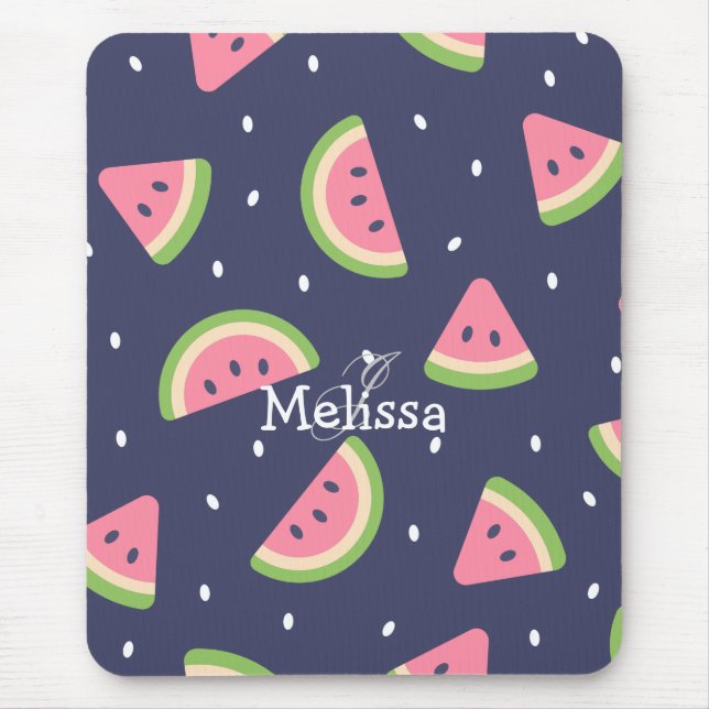 Mousepad Padrão de Melancia Rosa Verde-Cor-de-Rosa Bonita (Frente)