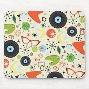Mousepad Padrão de Moda Vintage dos Anos 50 e 60 Retro
