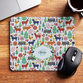 Mousepad Padrão de Monograma de Arte Folclórica Escandinava