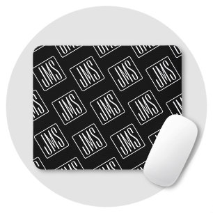 Mousepad Padrão de Monograma Moderno Preto e Branco