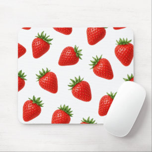 Mousepad Padrão de Morango Sem Costura Fruta Vermelha Fofa