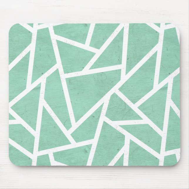 Mousepad Padrão de mosaico branco e verde da Casa da Moeda (Frente)