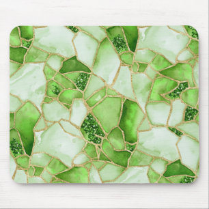 Mousepad Padrão de Mosaico de Vidro Marinho em Aquarela Dou