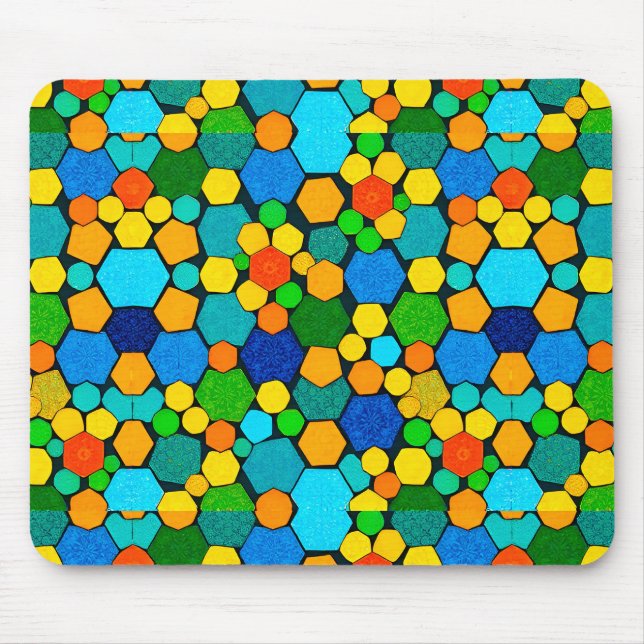 Mousepad Padrão de mosaico geométrico abstrato (Frente)