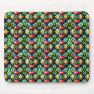 Mousepad Padrão de mosaico geométrico colorido inspirado na