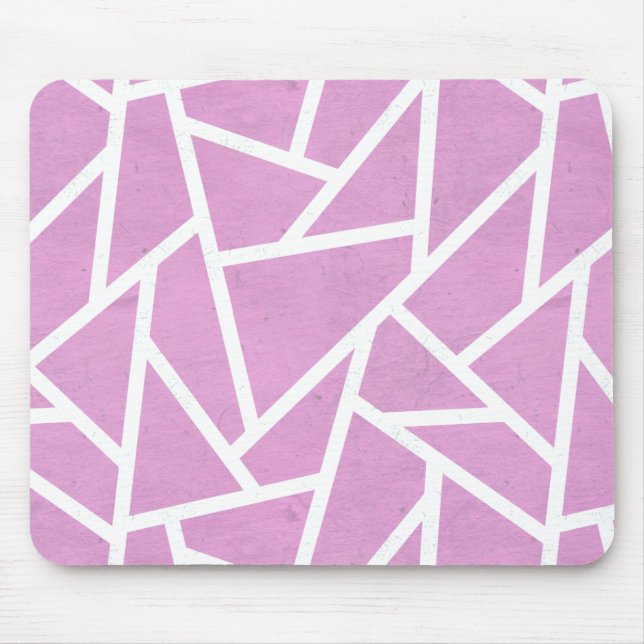 Mousepad Padrão de mosaico rosa e branco (Frente)