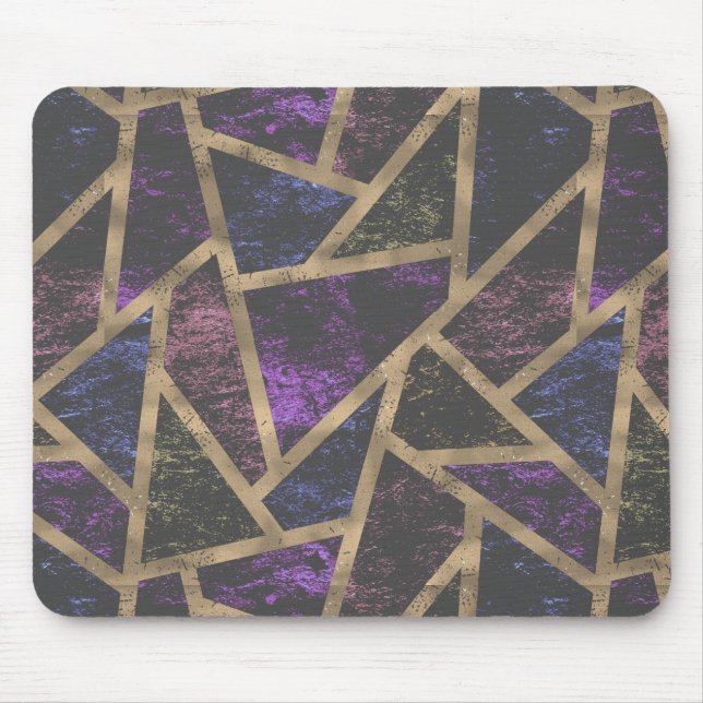 Mousepad Padrão de mosaico roxo e ouro (Frente)
