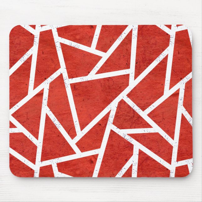 Mousepad Padrão de mosaico vermelho e branco (Frente)