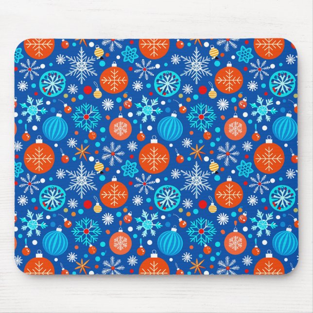 Mousepad Padrão de Natal azul (Frente)