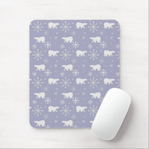 Mousepad Padrão de Natal com ursos polares e flocos de neve