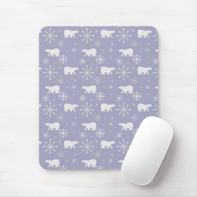 Mousepad Padrão de Natal com ursos polares e flocos de neve (Com mouse)