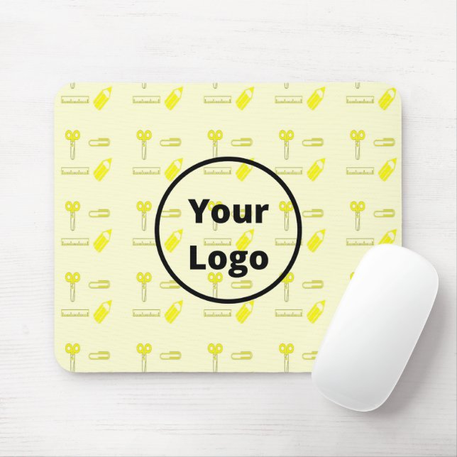 Mousepad Padrão de negócio de papelaria amarelo (Com mouse)